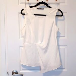 ZARA BASIC Collection White sleeveless asymmetrical top size Medium